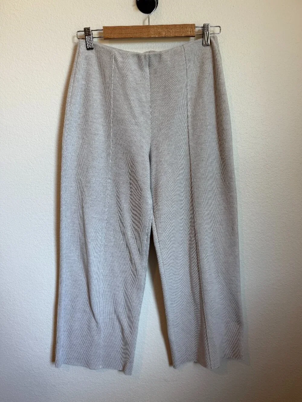 Zara Soft Knit Wide Leg Sweater Pants Oatmeal Beige Pull On Size M - Picture 2 of 8